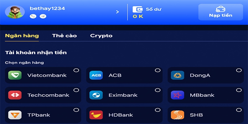 Hướng dẫn nạp tiền ZIK88 nhanh chóng